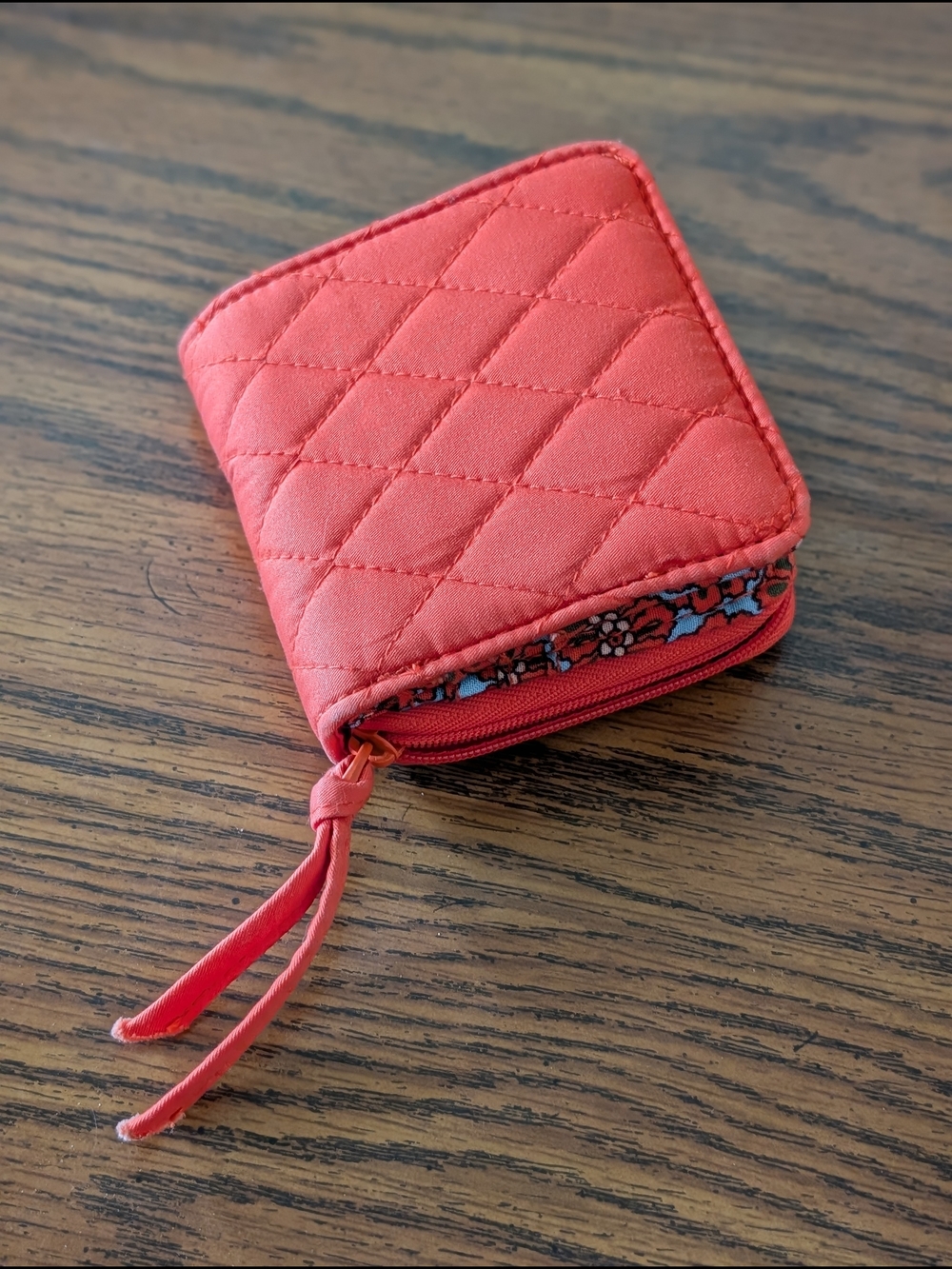 Vera Bradley Coral Quilted Zip Wallet